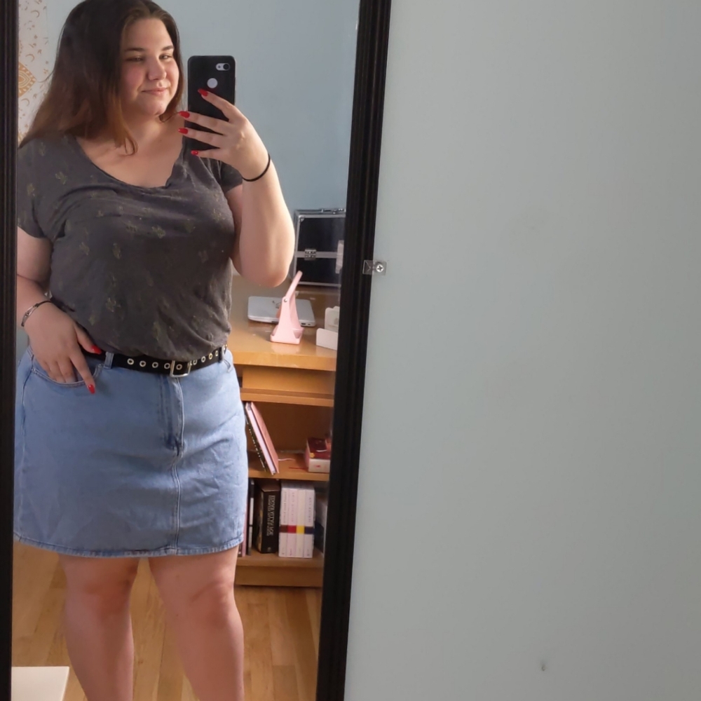 Denim mini skirt